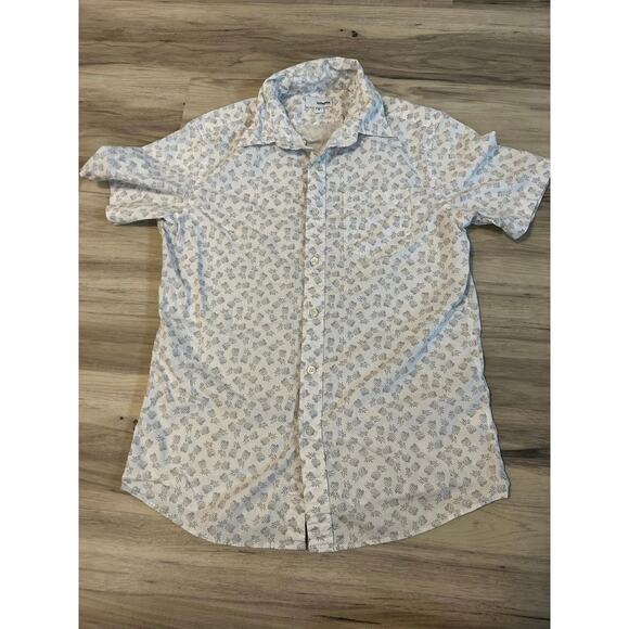 Men’s Small Sonoma Gray & White Pineapple Short Sleeve Button-Up Shirt - Picture 1 of 4